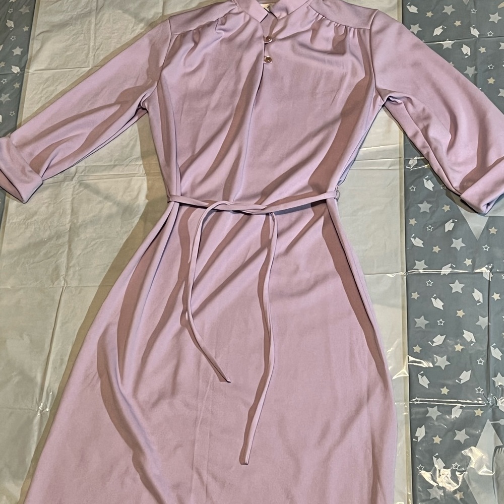 light purple 1970s shirt dress